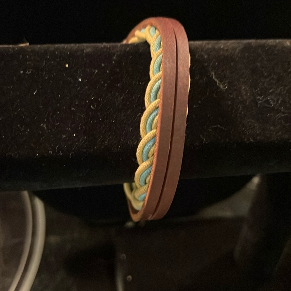 Leather and braid bracelet